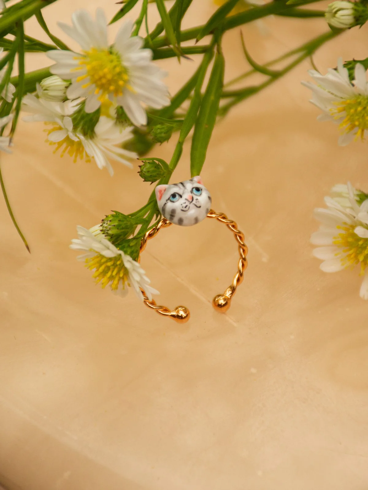 Bague torsadée chat tabby - Image 3