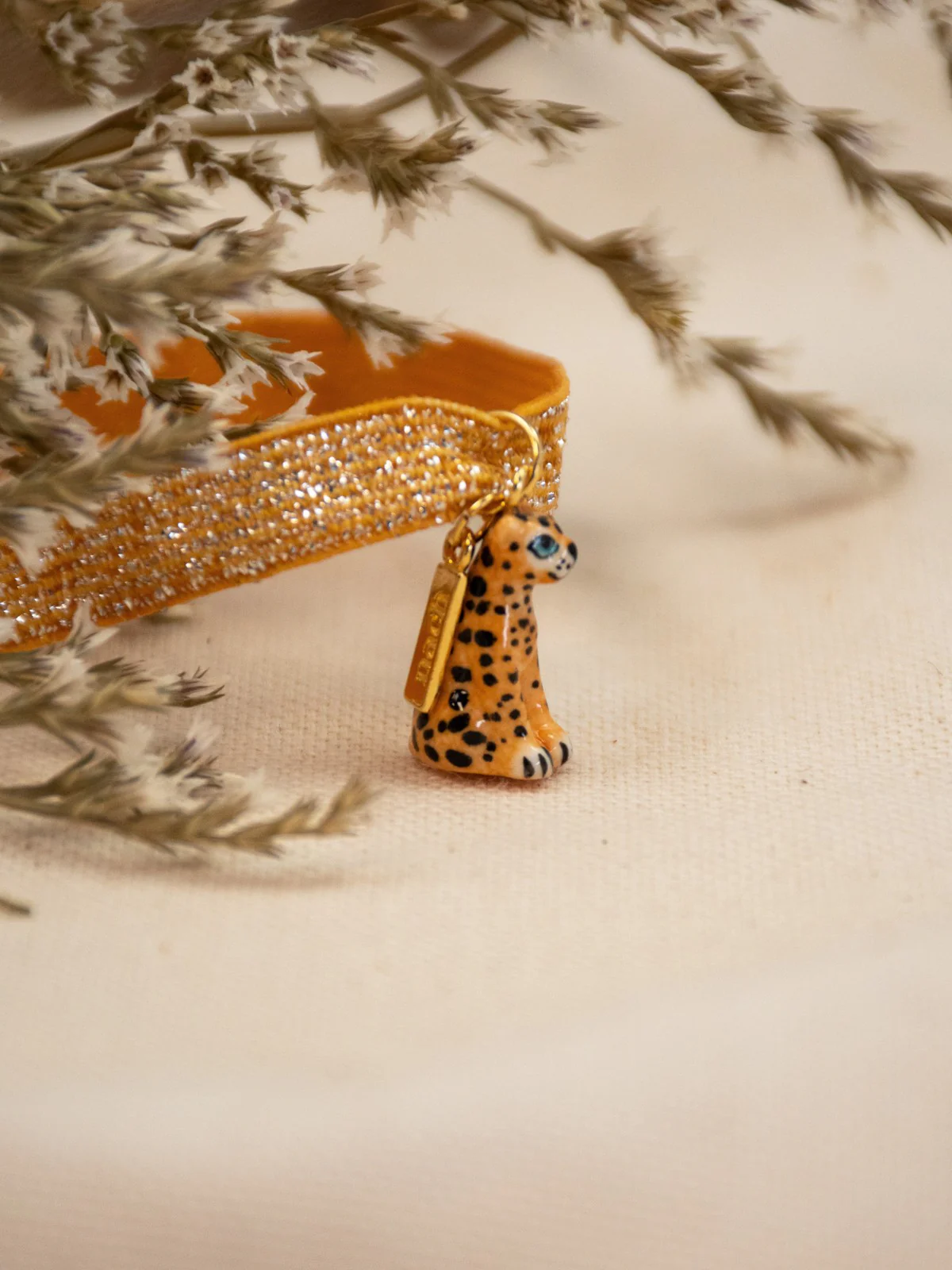 Bracelet twistband élastique doré léopard - Image 3